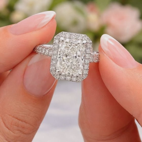 Round Diamond Halo Ring 14k White Gold Wedding Gift For Her