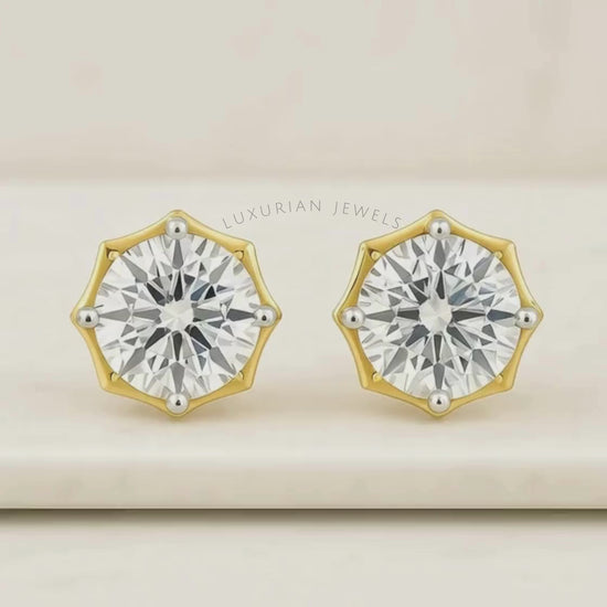 Unique Round Cut Lab Grown Diamond Earrings For Birthday Gift