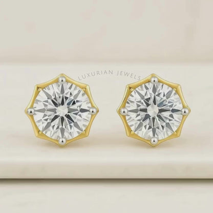 Unique Round Cut Lab Grown Diamond Earrings For Birthday Gift