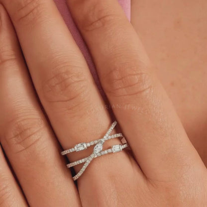 Stacked Moissanite Diamond Ring