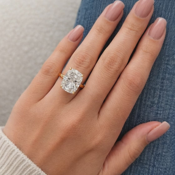 Eco-Friendly Diamond Proposal Ring For Her, Cushion Engagement Ring