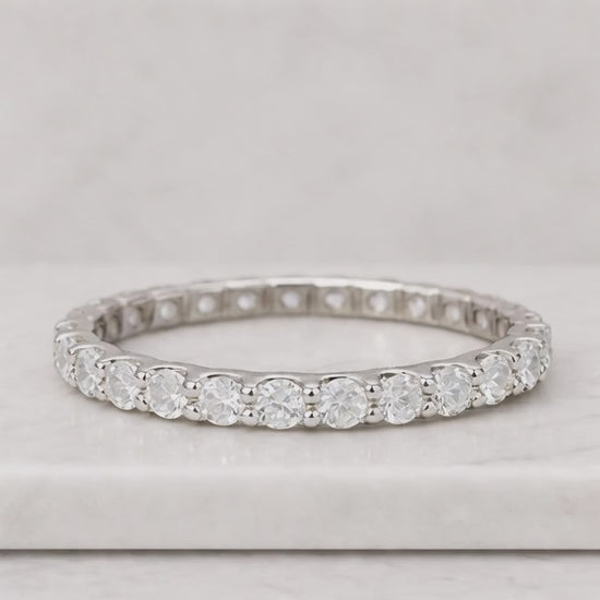 Diamond Wedding Band 10K 14K 18K Solid Gold Stacking Ring Half Eternity Ring Genuine Lab Grown Diamond Ring Anniversary Stack Ring for Women

