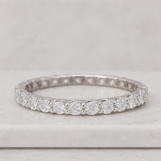 Diamond Wedding Band 10K 14K 18K Solid Gold Stacking Ring Half Eternity Ring Genuine Lab Grown Diamond Ring Anniversary Stack Ring for Women

