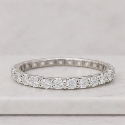 Diamond Wedding Band 10K 14K 18K Solid Gold Stacking Ring Half Eternity Ring Genuine Lab Grown Diamond Ring Anniversary Stack Ring for Women

