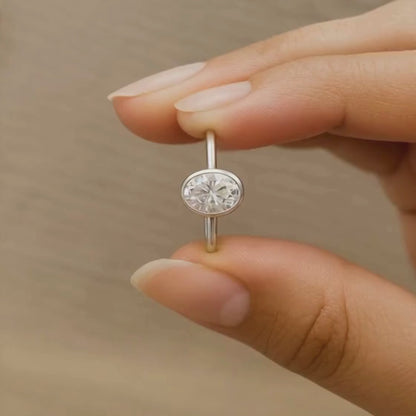 Oval Cut Moissanite Diamond Solitaire Ring For Her