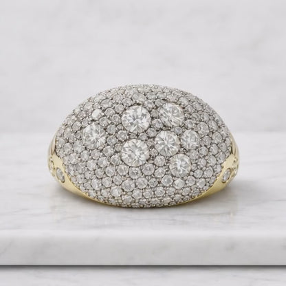 Dome cluster diamond ring 