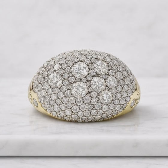 Dome cluster diamond ring 