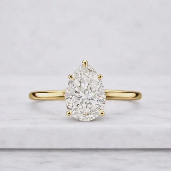 Pear Engagement Ring Lab Grown Diamond Pear Shape Diamond Ring