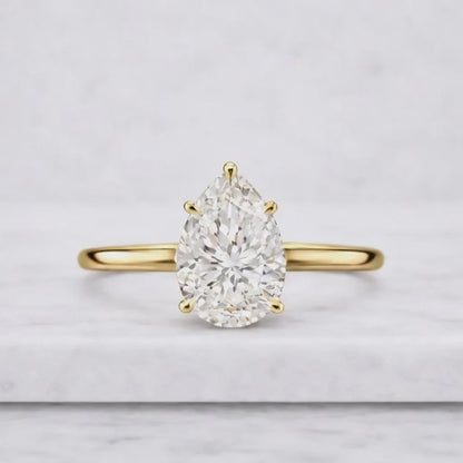 Pear Engagement Ring Lab Grown Diamond Pear Shape Diamond Ring
