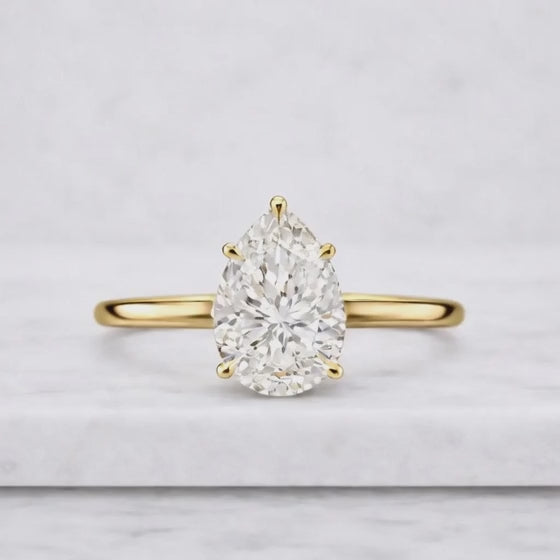 Pear Engagement Ring Lab Grown Diamond Pear Shape Diamond Ring