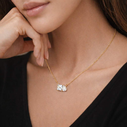 princess cut pendant pear pendant dual stone pendant asymmetrical necklace geometric necklace birthstone necklace gemstone pendant gold chain necklace tiny necklace