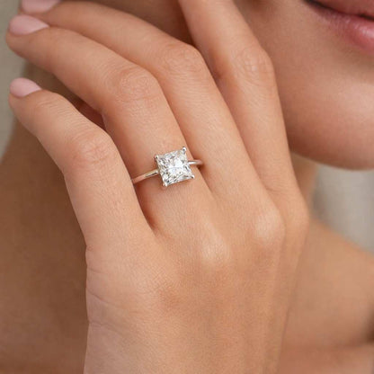 Solitaire Diamond Ring Princess Cut Diamond Ring Square Diamond Ring Princess Lab Grown Diamond Engagement Ring Anniversary Gifts for Her

