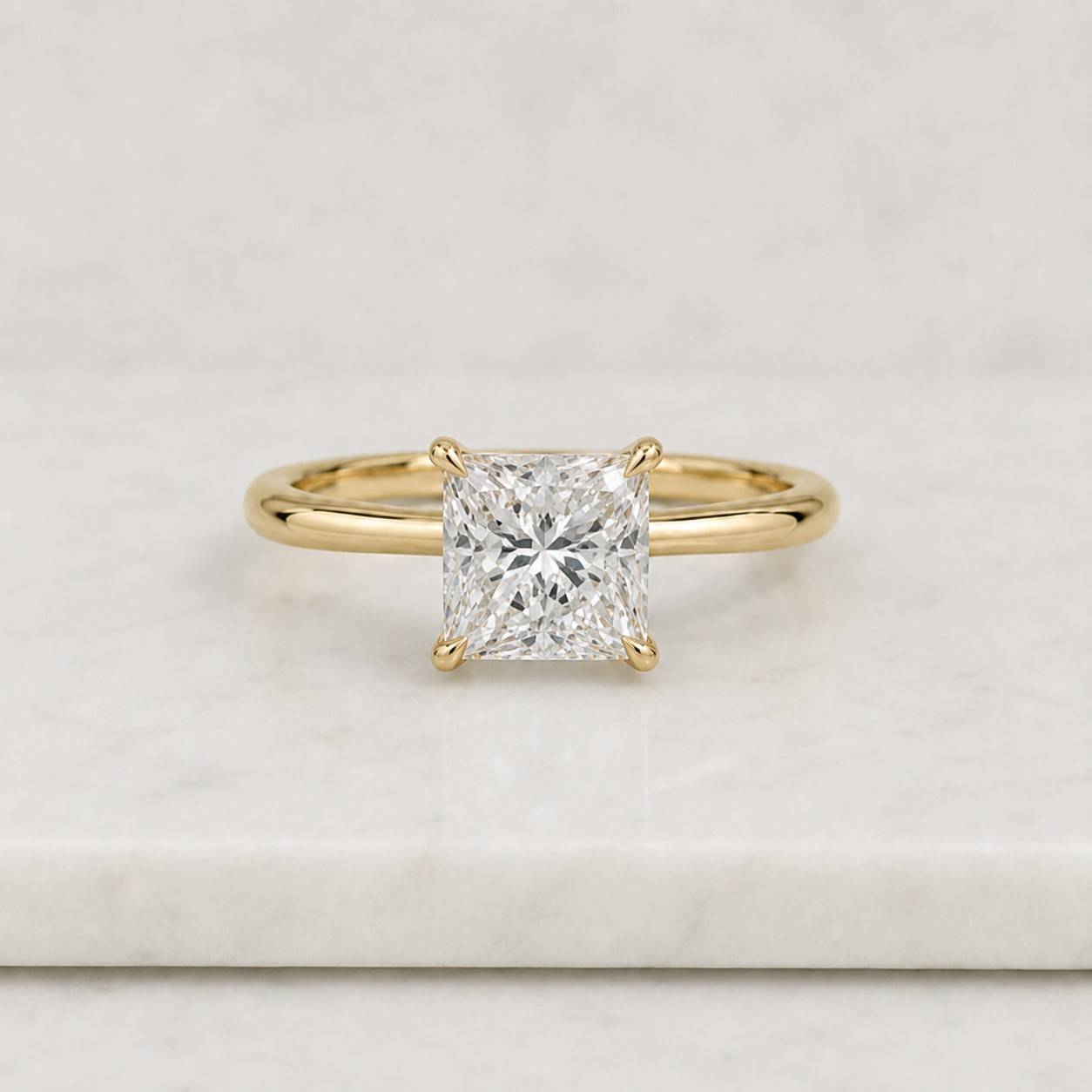 princess cut ring solitaire ring gold ring engagement ring square stone ring thin band ring four prong ring classic ring