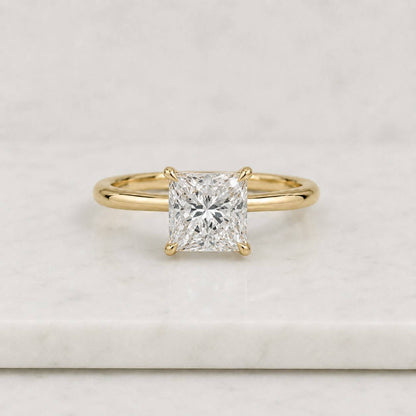 princess cut ring solitaire ring gold ring engagement ring square stone ring thin band ring four prong ring classic ring