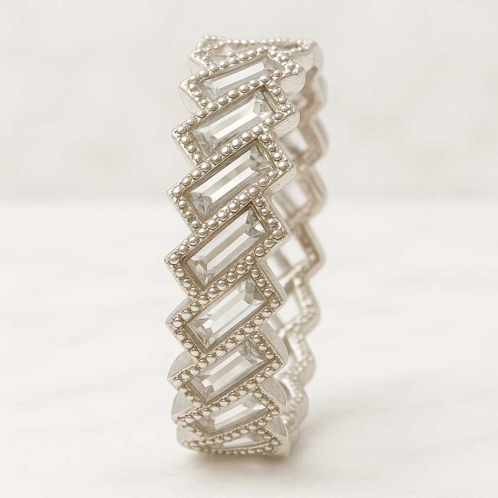 promise Bridal ring Anniversary Vintage Baguette cut Moissanite Open Wedding band Unique Yellow gold ring Bezel band Wedding ring