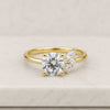Round Cut Lab Grown Diamond Leaf Cluster Engagement Ring