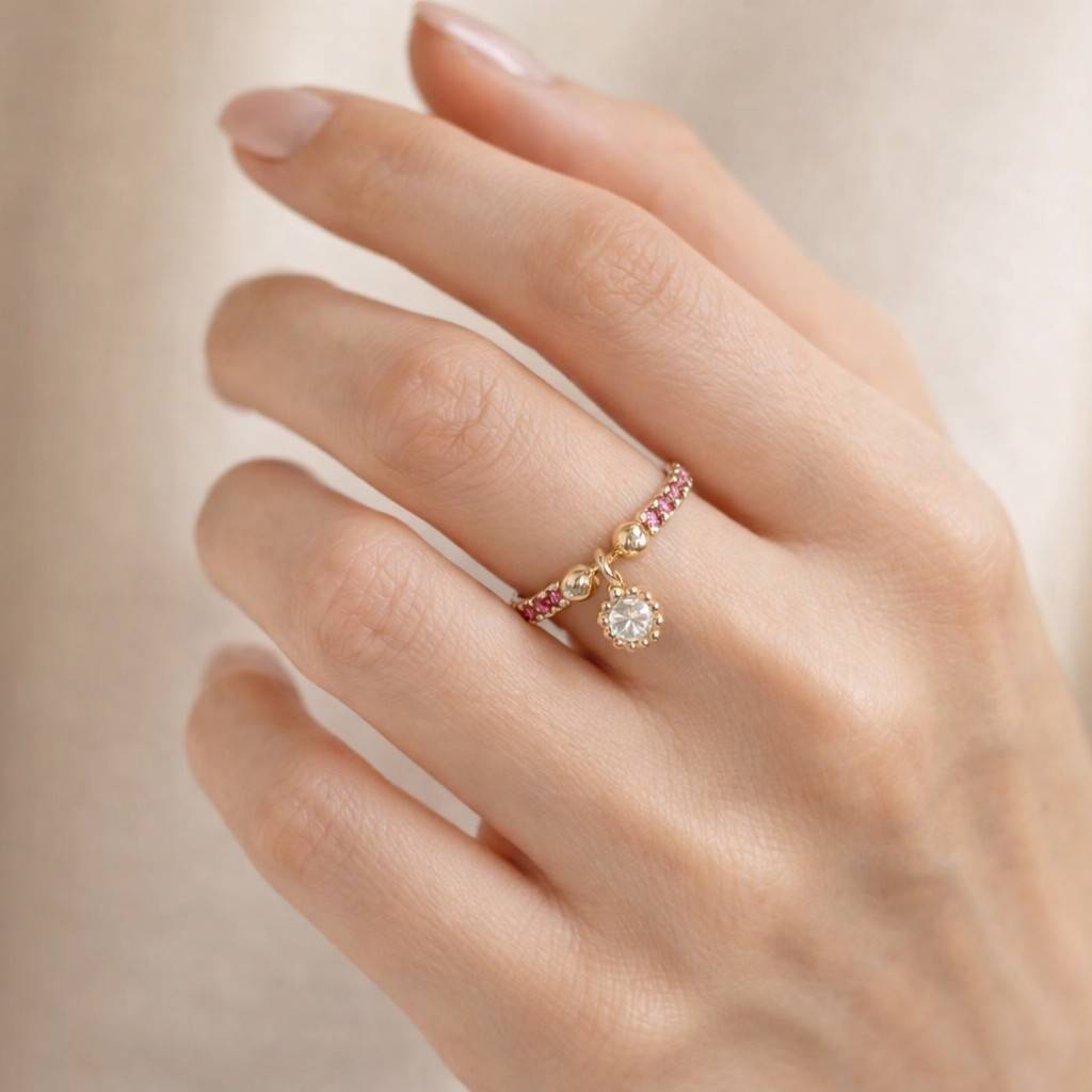 promise ring cocktail ring designer ring artisan ring custom ring ring for her luxury ring classy ring timeless ring everyday jewelry gift for women cute jewelry pink crystal ring silver band