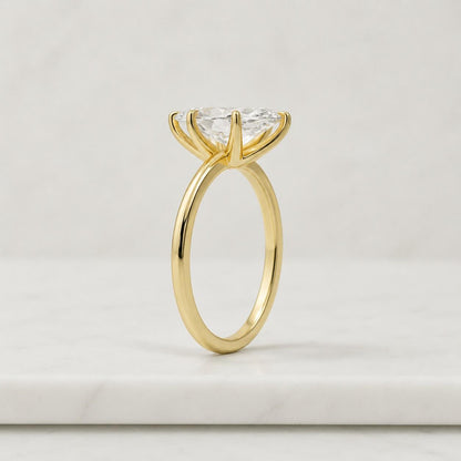 2.00 CT Marquise Lab Grown Diamond Engagement Ring 14K Gold, Igi Certified EF+ Color VS+ Solitaire Hidden Halo Ring, Bridal Jewelry Gift

