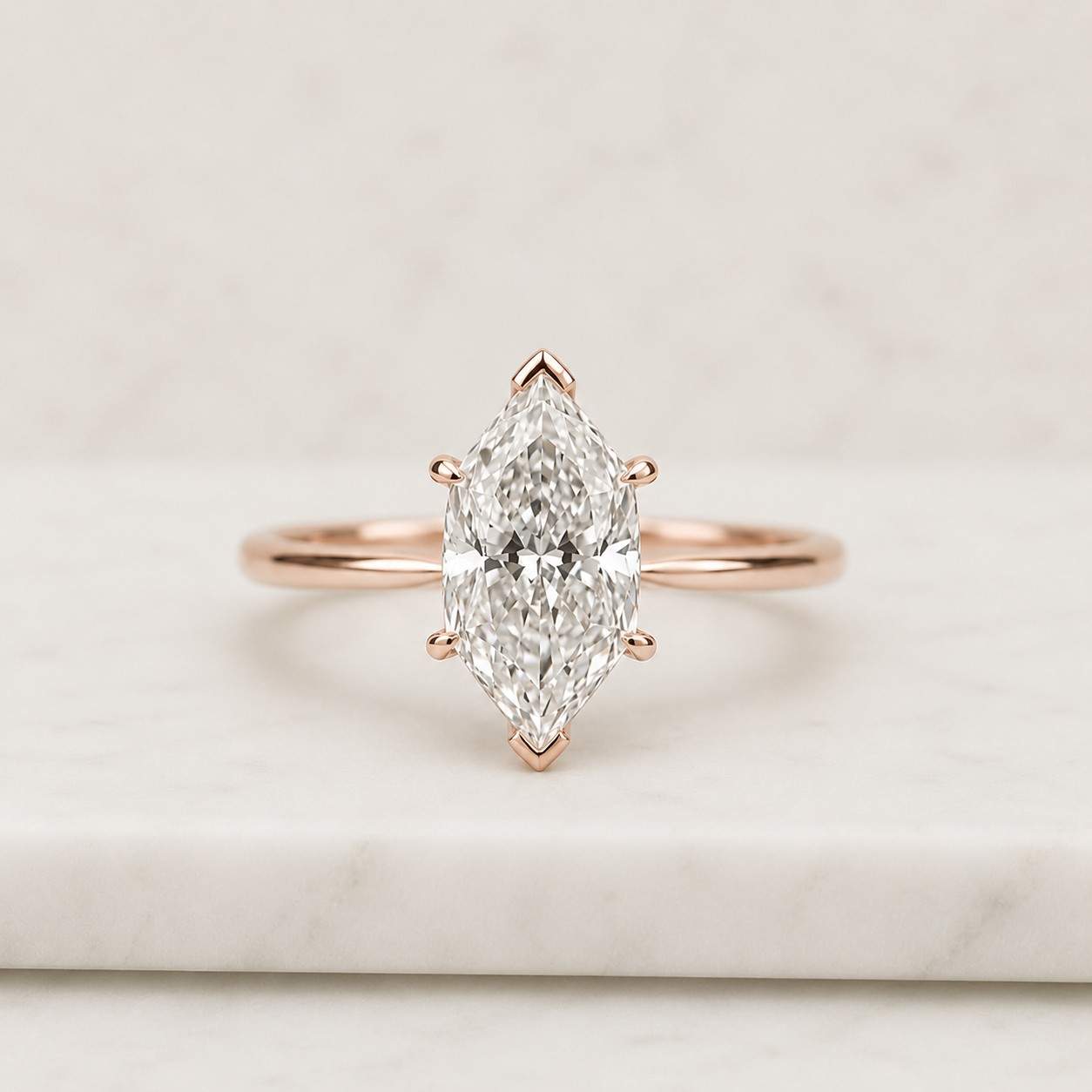 Marquise Lab Grown Diamond Engagement Ring 10K 14K 18K Solid Gold Ring IGI Certified Genuine Diamond Ring Solitaire Ring Anniversary Gift
