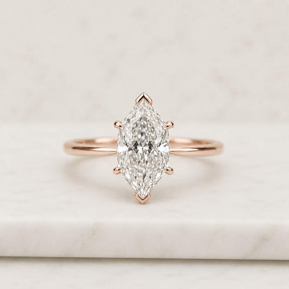 Marquise Lab Grown Diamond Engagement Ring 10K 14K 18K Solid Gold Ring IGI Certified Genuine Diamond Ring Solitaire Ring Anniversary Gift
