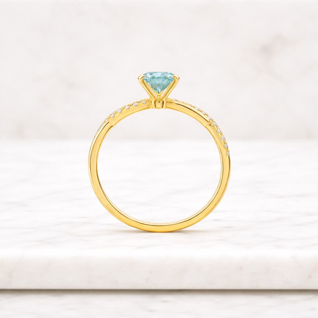 2.5 CT Oval Cut Moissanite Engagement Ring, Twisted Pave Band Ring, Oval Moissanite Ring, Solitaire Promise Ring, Gold Bridal Ring