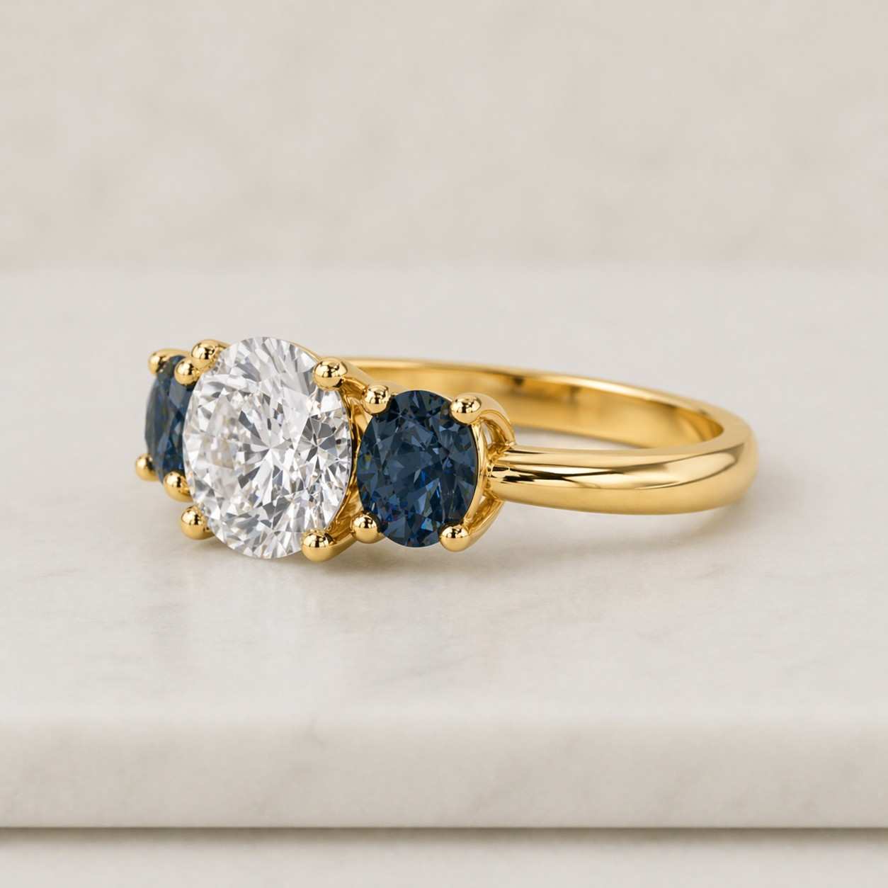 prong setting round stone ring blue stone ring white stone ring shiny ring polished ring handmade ring unique ring custom ring anniversary ring stacking ring fashion ring