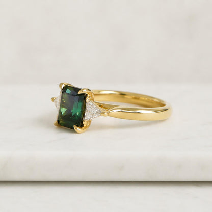proposal jewelry gemstone engagement green engagement ring dark gemstone ring rectangular gemstone ring