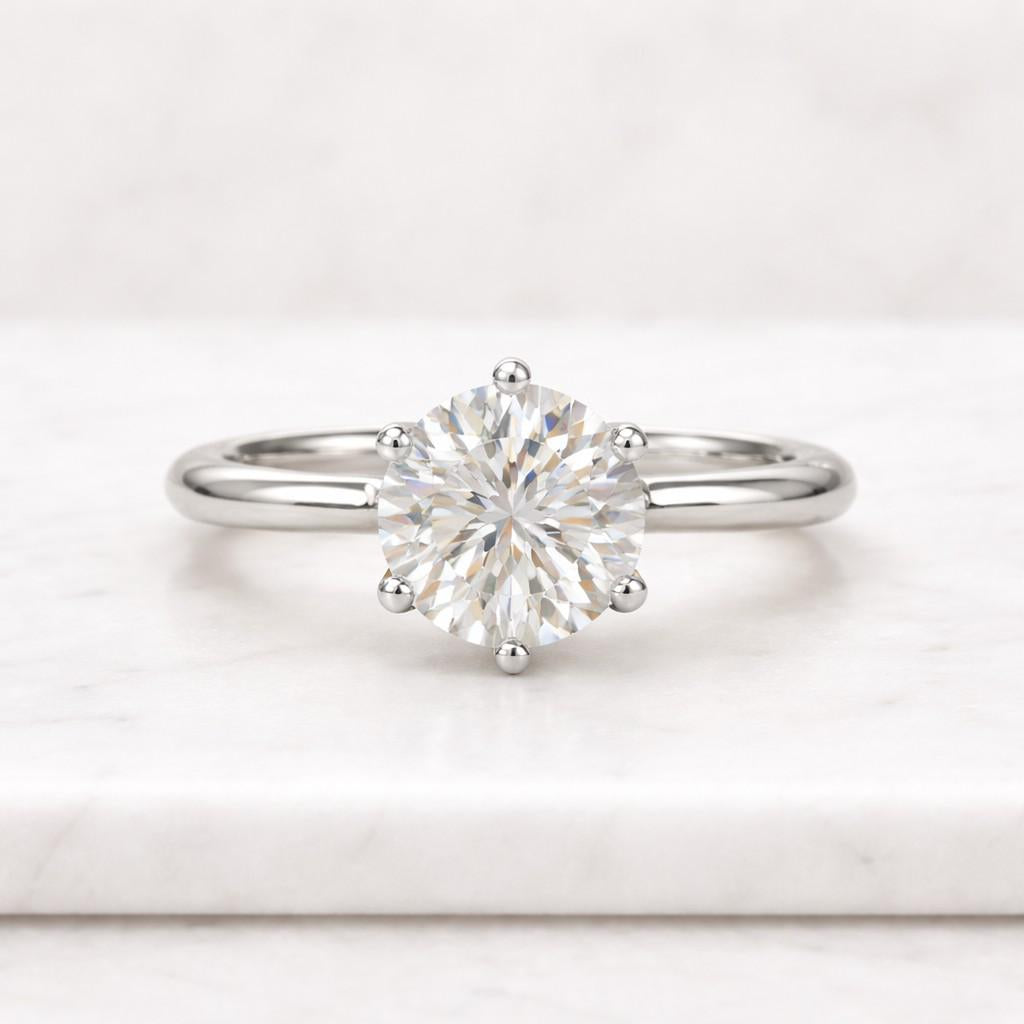1.58 ct e color vvs2 clarity igi certificate round brilliant ideal cut lab grown diamond solitaire engagement ring, 6 prong 14k white gold
