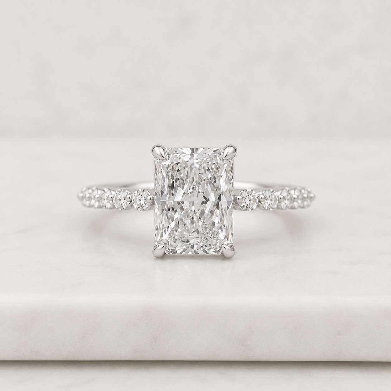 radiant cut ring radiant diamond ring radiant engagement ring rectangle diamond ring rectangular ring elongated ring square rectangle ring step cut look brilliant cut ring