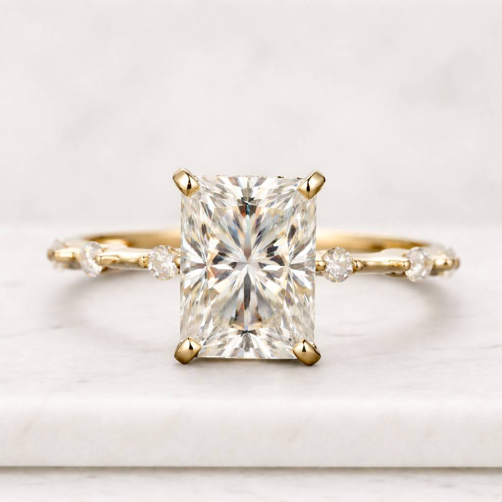 radiant cut ring solitaire ring engagement ring gold ring statement ring thin band ring prong setting bridal ring promise ring