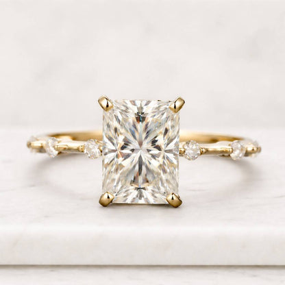 radiant cut ring solitaire ring engagement ring gold ring statement ring thin band ring prong setting bridal ring promise ring