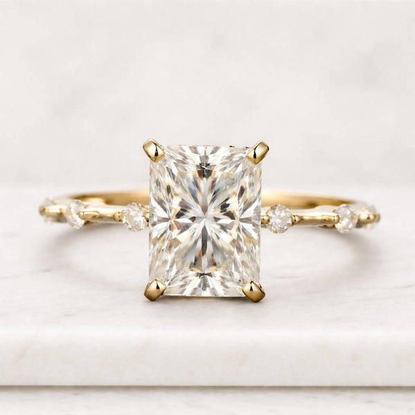 radiant cut ring solitaire ring engagement ring gold ring statement ring thin band ring prong setting bridal ring promise ring