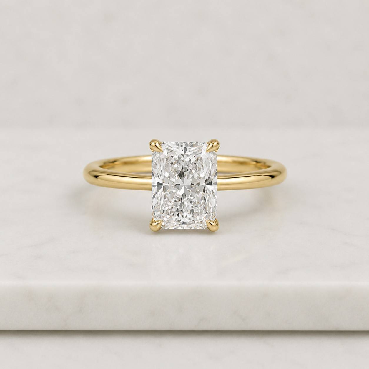 2 carat elongated radiant cut lab grown diamond solitaire engagement ring / igi certified d-vvs2 / 14k white gold
