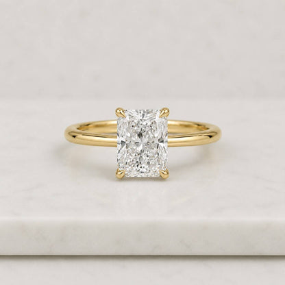 2 Carat Elongated Radiant Cut Lab Grown Diamond Solitaire Engagement Ring / IGI Certified D-VVS2 / 14k White Gold
