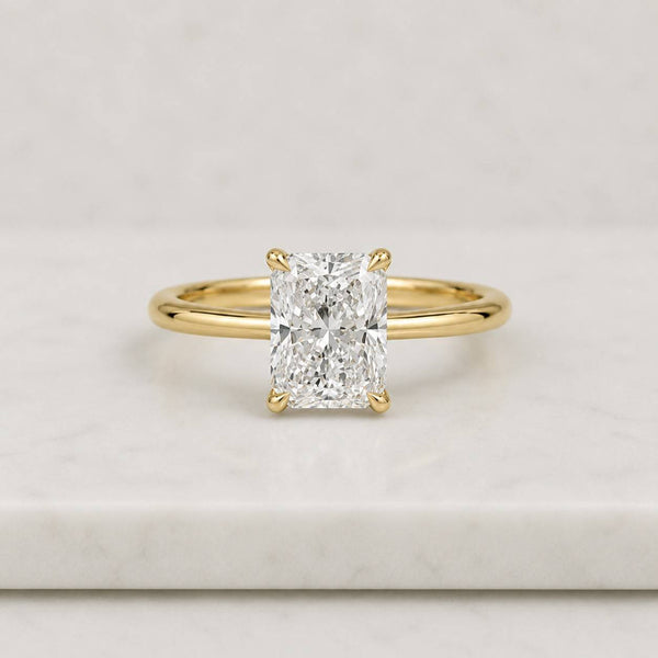 2 Carat Elongated Radiant Cut Lab Grown Diamond Solitaire Engagement Ring / IGI Certified D-VVS2 / 14k White Gold
