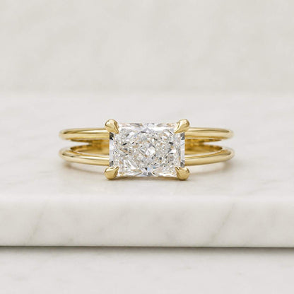 radiant cut ring solitaire ring gold ring split shank ring engagement ring promise ring bridal ring women ring fine jewelry statement ring elegant ring classic ring modern ring luxury ring