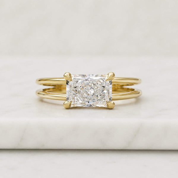radiant cut ring solitaire ring gold ring split shank ring engagement ring promise ring bridal ring women ring fine jewelry statement ring elegant ring classic ring modern ring luxury ring