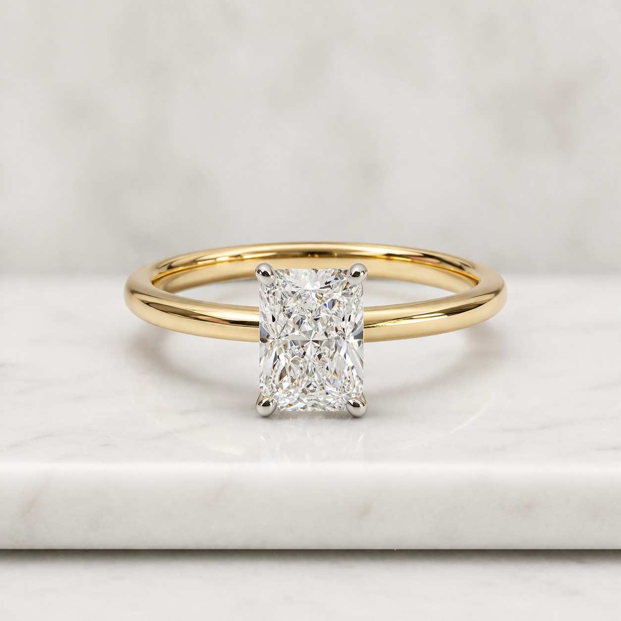 radiant cut moissanite engagement ring, solitaire diamond ring, 14k gold radiant wedding ring, proposal gift for her
