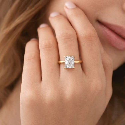 2 CT Radiant Cut Moissanite Solitaire Engagement Ring | Delicate Wedding Ring | Hidden Halo Bridal Ring | Anniversary Gifts/Ring For Women
