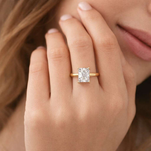 2 CT Radiant Cut Moissanite Solitaire Engagement Ring | Delicate Wedding Ring | Hidden Halo Bridal Ring | Anniversary Gifts/Ring For Women
