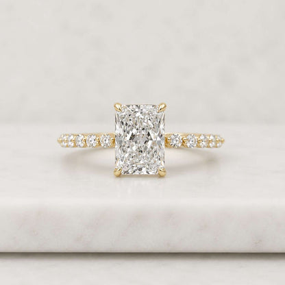 radiant cut ring solitaire ring pave ring engagement ring promise ring bridal ring wedding ring
