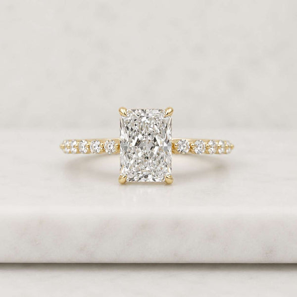 radiant cut ring solitaire ring pave ring engagement ring promise ring bridal ring wedding ring