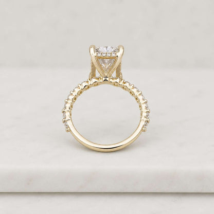 radiant diamond ring radiant engagement ring rectangle ring four prong ring micro pave ring