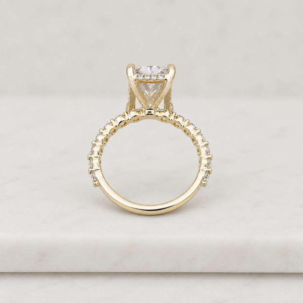 radiant diamond ring radiant engagement ring rectangle ring four prong ring micro pave ring