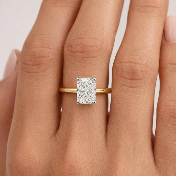 Radiant Cut Solitaire Engagement Ring Moissanite Ring 14K Solid Gold Ring Proposal Ring For Her Anniversary Gift Single Stone Promise Ring
