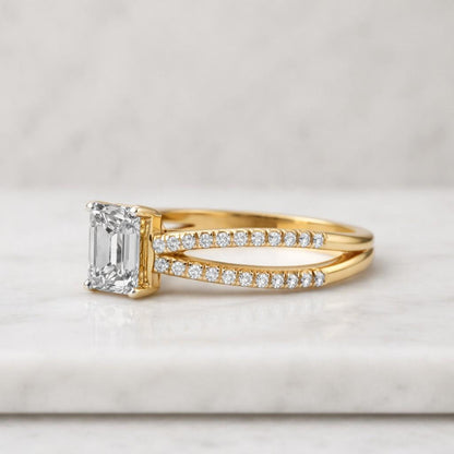 rectangle stone engagement ring promise ring wedding ring stacked ring open shank ring double band ring designer ring handmade ring classic ring unique ring modern ring