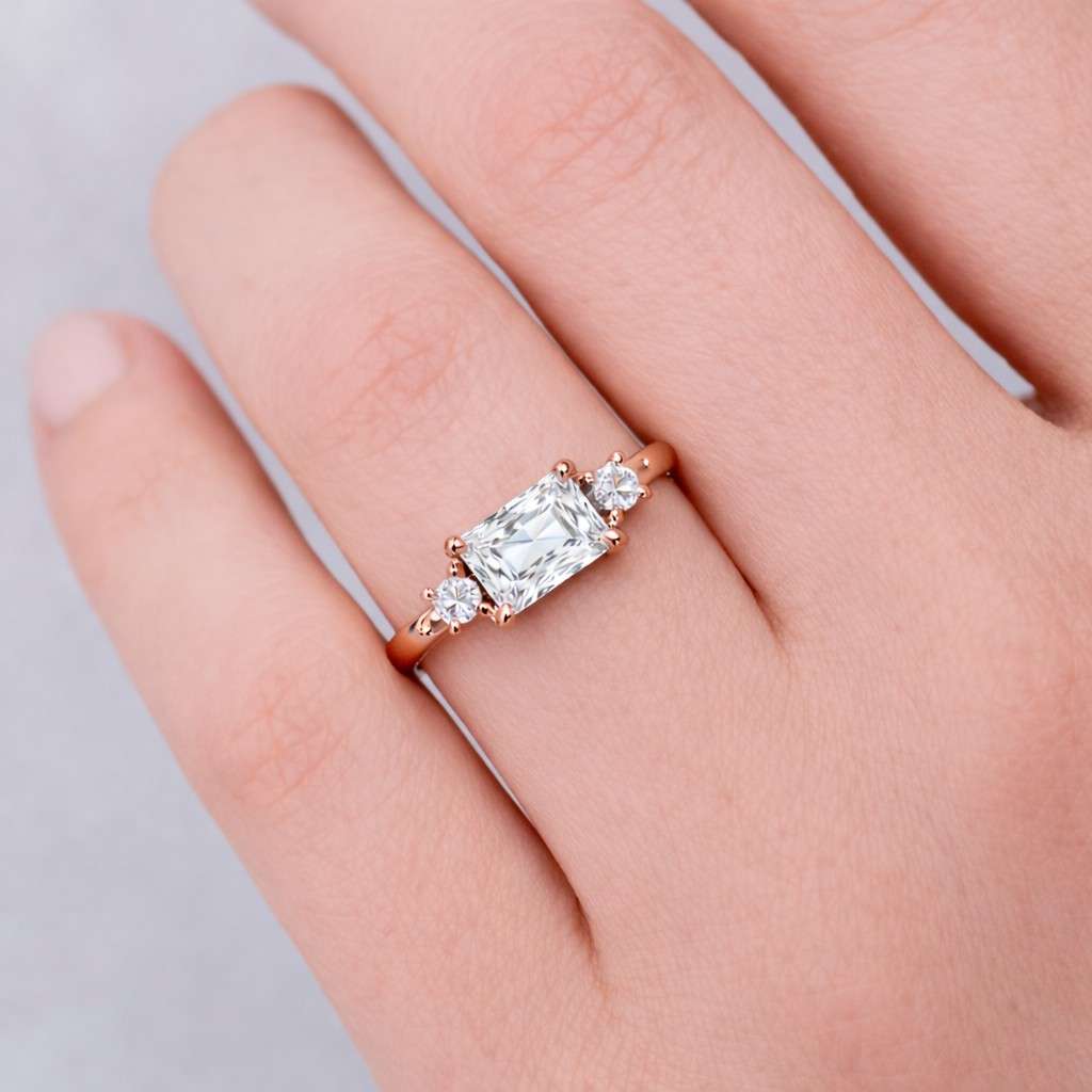 rectangle stone ring side stone ring modern ring simple ring everyday ring luxury ring custom ring unique ring