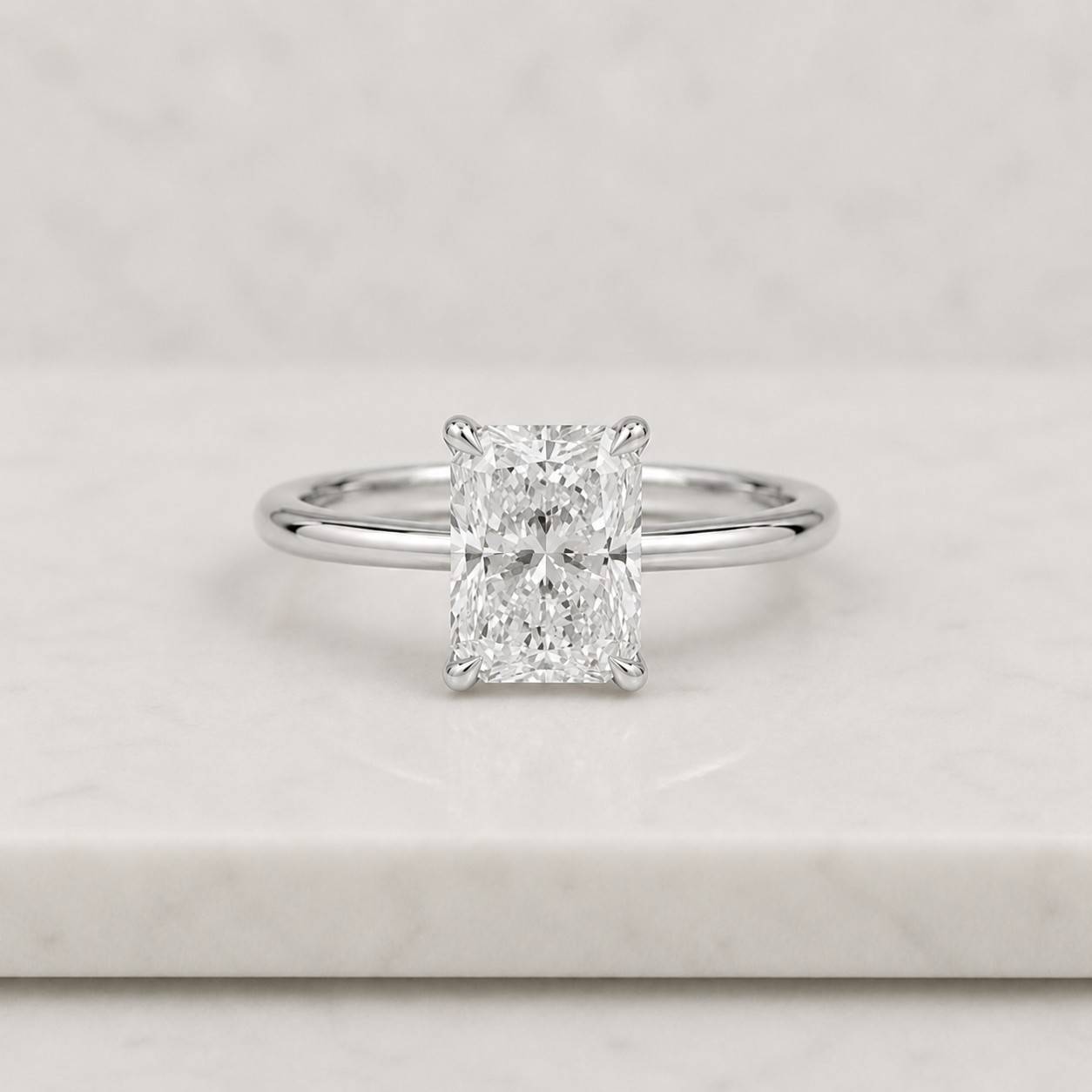radiant cut lab grown diamond solitaire engagement ring, 14k gold igi certified anniversary gift
