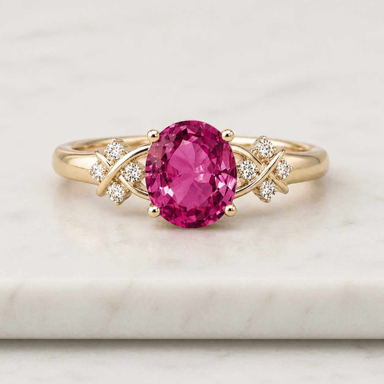 ring engagementring pinkring ovalring gemstone ringband goldring diamondaccent vinedesign naturering floralring leafring solitairering statementring womenring bridalring finejewelry handcrafted