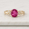 Oval Pink Sapphire Gemstone Nature Inspired Engagement Ring